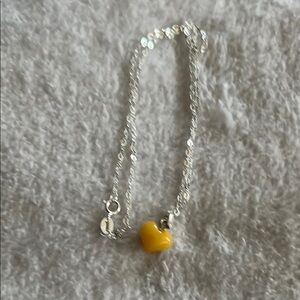 Yellow Heart Charm Necklace – 925 Sterling Silver Chain